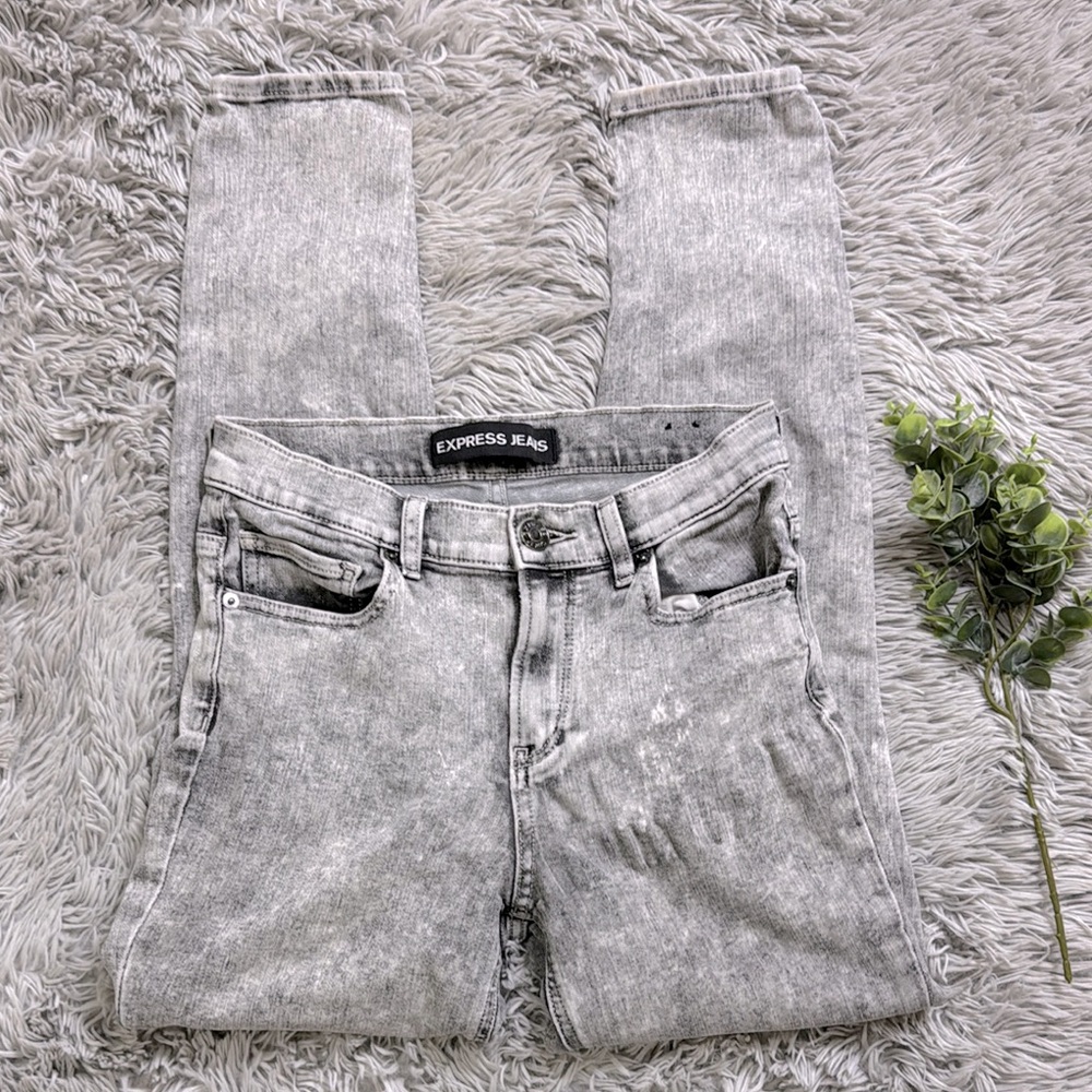Express Gray  acid wash ankle legging high rise Skinny Jeans size 4